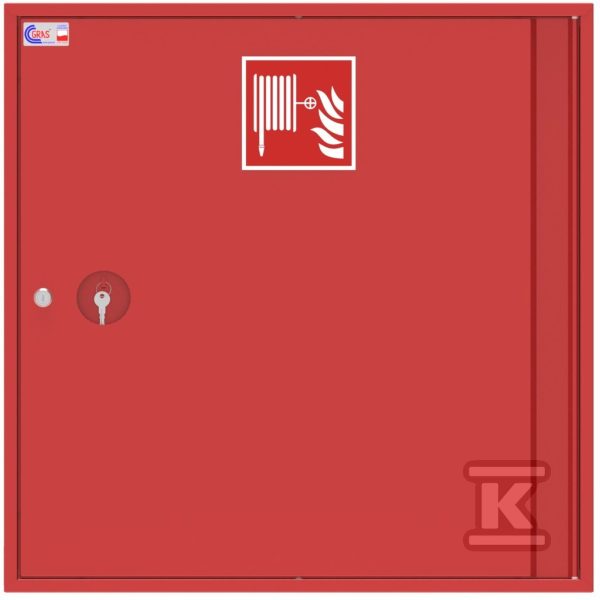 Hydrant wewnętrzny DN25 HW-25N-30 SLIM II 180 natynkowy czerwony RAL3000 bez miejsca na gaśnicę, wąż półsztywny L=30m, zamek patent, wymiary 780x780x180mm 24594