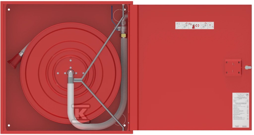Hydrant wewnętrzny DN33 HWG-33-20 UNN natynkowy wąż półsztywny L=20m zamek patent 780x780x250mm kolor czerwony RAL3000 bez miejsca na gaśnicę 25321 - obrazek 1