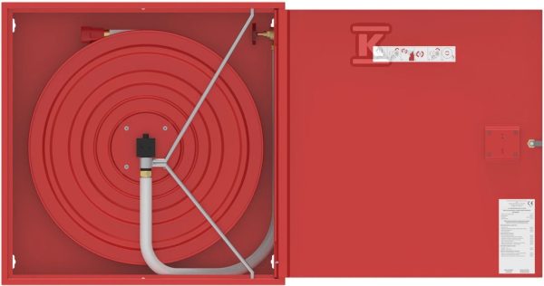 Hydrant wewnętrzny DN25 HW-25N-30 SLIM 165 natynkowy wąż półsztywny L=30m kolor czerwony RAL3000 bez miejsca na gaśnicę, zamek patent, wymiary 780x780x165mm 25823