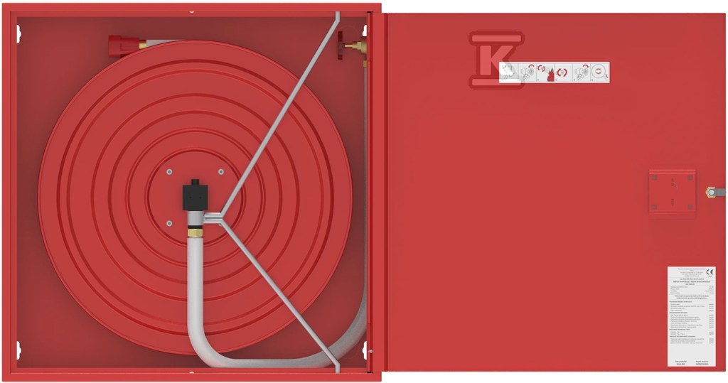Hydrant wewnętrzny DN25 HW-25N-30 SLIM 165 natynkowy wąż półsztywny L=30m kolor czerwony RAL3000 bez miejsca na gaśnicę, zamek patent, wymiary 780x780x165mm 25823 - obrazek 1