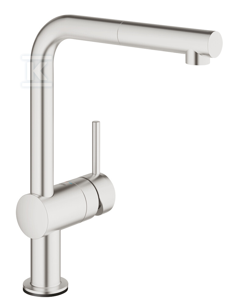 Bateria zlewozmywakowa Minta Touch elektroniczna jednouchwytowa, stal nierdzewna, kąt obrotu wylewki 360° głowica Ceramiczna 46 mm, wyciągana wylewka L, dotykowe uruchamianie przepływu 31360DC1 - obrazek 1