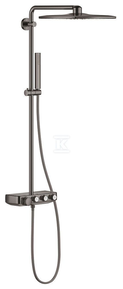 System prysznicowy Euphoria SmartControl System 310 Cube Duo z termostatem do montażu ściennego, hard graphite, deszczownica 2 strumienie, słuchawka jednostrumieniowa, ramię prysznica 450 mm, blokada bezpieczeństwa, nienagrzewająca się powierzchnia, przełącznik SmartControl 26508A00 - obrazek 1
