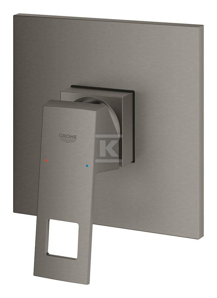 Bateria EuroCube jednouchwytowa do obsługi jednego wyjścia wody, brushed hard graphite, montaż ścienny podtynkowy, głowica Ceramiczna 46 mm, metalowa rozeta, metalowa dźwignia 24061AL0 - obrazek 1