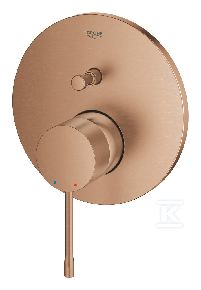 Bateria Essence jednouchwytowa do obsługi dwóch wyjść wody, brushed warm sunset, montaż ścienny podtynkowy, głowica Ceramiczna 46 mm, metalowa rozeta, metalowa dźwignia 24058DL1 - obrazek 1