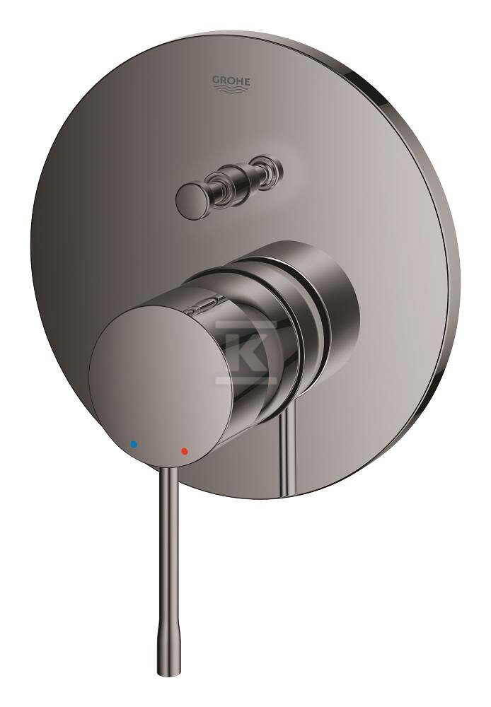 Bateria Essence jednouchwytowa do obsługi dwóch wyjść wody, hard graphite, montaż ścienny podtynkowy, głowica Ceramiczna 46 mm, metalowa rozeta, metalowa dźwignia 24058A01 - obrazek 1