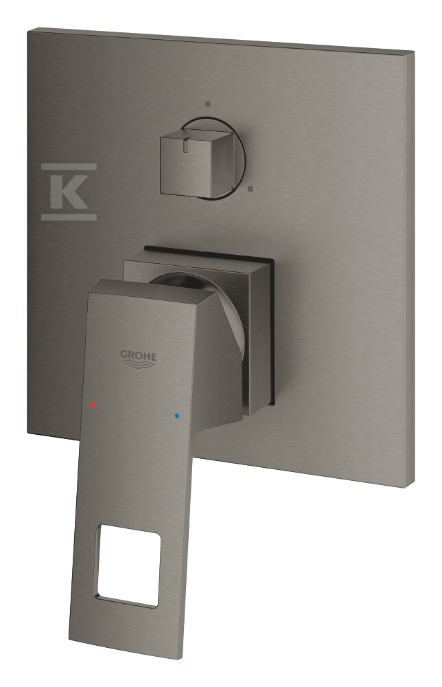 Bateria EuroCube jednouchwytowa do obsługi trzech wyjść wody, brushed hard graphite, montaż ścienny podtynkowy, głowica Ceramiczna 46 mm, metalowa rozeta, metalowa dźwignia 24094AL0 - obrazek 1