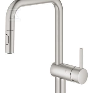 Bateria zlewozmywakowa Minta jednouchwytowa, stal nierdzewna, kąt obrotu wylewki 360° głowica Ceramiczna 46 mm, wyciągana wylewka U z przełącznikiem strumienia 32322DC2 Bateria zlewozmywakowa Minta jednouchwytowa, stal nierdzewna, kąt obrotu wylewki 360° głowica Ceramiczna 46 mm, wyciągana wylewka U z przełącznikiem strumienia 32322DC2