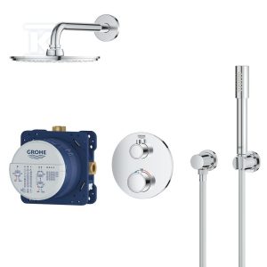Zestaw prysznicowy podtynkowy Grohtherm Rainshower Cosmopolitan 210, chrom, bateria termostatyczna 2 wyjścia, element podtynkowy, deszczownica, prysznic ręczny, ramię, wąż 1250mm 34732000 Zestaw prysznicowy podtynkowy Grohtherm Rainshower Cosmopolitan 210, chrom, bateria termostatyczna 2 wyjścia, element podtynkowy, deszczownica, prysznic ręczny, ramię, wąż 1250mm 34732000