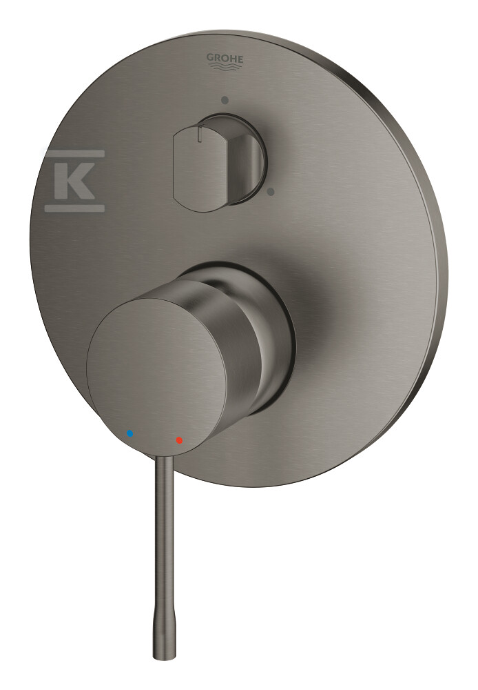 Bateria Essence jednouchwytowa do obsługi trzech wyjść wody, brushed hard graphite, montaż ścienny podtynkowy, głowica Ceramiczna 46 mm, metalowa rozeta, metalowa dźwignia, przełącznik trójdrożny 24092AL1 - obrazek 1