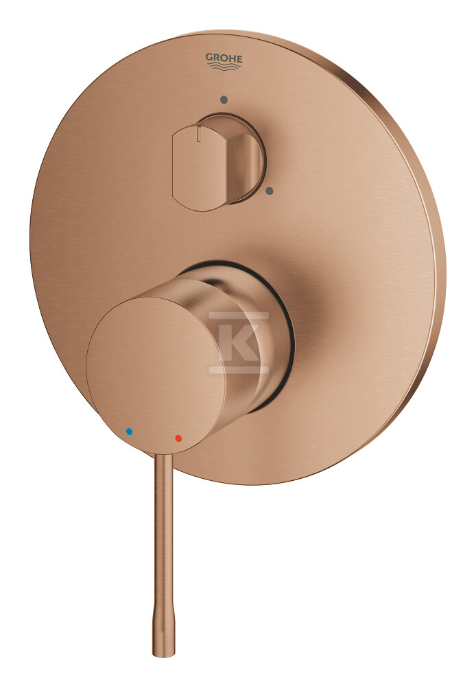 Bateria Essence jednouchwytowa do obsługi trzech wyjść wody, brushed warm sunset, montaż ścienny podtynkowy, głowica Ceramiczna 46 mm, metalowa rozeta, metalowa dźwignia, przełącznik trójdrożny 24092DL1 - obrazek 1