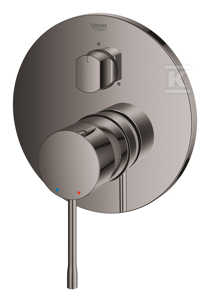 Bateria Essence jednouchwytowa do obsługi trzech wyjść wody, hard graphite, montaż ścienny podtynkowy, głowica Ceramiczna 46 mm, metalowa rozeta, metalowa dźwignia, przełącznik trójdrożny 24092A01 - obrazek 1