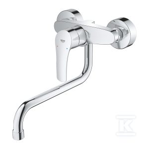 Bateria zlewozmywakowa Eurosmart jednouchwytowa do montażu ściennego, chrom, głowica ceramiczna 35 mm, kąt obrotu wylewki 360°, wysięg wylewki 276 mm, przyłącza S 32224003 Bateria zlewozmywakowa Eurosmart jednouchwytowa do montażu ściennego, chrom, głowica ceramiczna 35 mm, kąt obrotu wylewki 360°, wysięg wylewki 276 mm, przyłącza S 32224003