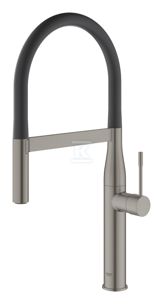 Bateria zlewozmywakowa Essence jednouchwytowa, brushed hard graphite, kąt obrotu wylewki 360° głowica Ceramiczna 28 mm, profesjonalna wylewka z wężem santoprenowym i przełącznikiem strumienia 30294AL0 - obrazek 1