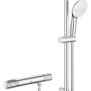 Prysznicowa bateria termostatyczna Grohtherm 1000 Performance Prysznicowa bateria termostatyczna bez przyłączy, chrom, blokada bezpieczeństwa SafeStop, izolowana powierzchnia CoolTouch, przycisk oszczędnościowy Eco, w zestawie: słuchawka prysznicowa 2 strumienie, drążek prysznicowy 600 mm 34836001 Prysznicowa bateria termostatyczna Grohtherm 1000 Performance Prysznicowa bateria termostatyczna bez przyłączy, chrom, blokada bezpieczeństwa SafeStop, izolowana powierzchnia CoolTouch, przycisk oszczędnościowy Eco, w zestawie: słuchawka prysznicowa 2 strumienie, drążek prysznicowy 600 mm 34836001