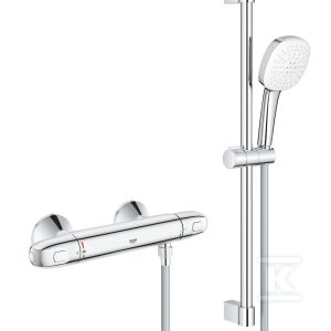 Prysznicowa bateria termostatyczna Grohtherm 1000 chrom, blokada bezpieczeństwa SafeStop, izolowana powierzchnia CoolTouch, przycisk oszczędnościowy Eco, w zestawie: słuchawka prysznicowa 2 strumienie, drążek prysznicowy 600 mm 34820005 Prysznicowa bateria termostatyczna Grohtherm 1000 chrom, blokada bezpieczeństwa SafeStop, izolowana powierzchnia CoolTouch, przycisk oszczędnościowy Eco, w zestawie: słuchawka prysznicowa 2 strumienie, drążek prysznicowy 600 mm 34820005