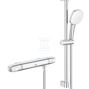 Prysznicowa bateria termostatyczna Grohtherm 1000 chrom, bez przyłączy, blokada bezpieczeństwa SafeStop, przycisk oszczędnościowy Eco, w zestawie: słuchawka prysznicowa 2 strumienie, drążek prysznicowy 600 mm 34819005 Prysznicowa bateria termostatyczna Grohtherm 1000 chrom, bez przyłączy, blokada bezpieczeństwa SafeStop, przycisk oszczędnościowy Eco, w zestawie: słuchawka prysznicowa 2 strumienie, drążek prysznicowy 600 mm 34819005