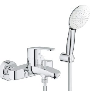 Bateria jednouchwytowa wannowa Eurostyle Cosmopolitan chrom, ceramiczna głowica 46 mm, w zestawie: słuchawka prysznicowa 2 strumienie, nieregulowany uchwyt ścienny, wąż prysznicowy 1500 mm 25275002 Bateria jednouchwytowa wannowa Eurostyle Cosmopolitan chrom, ceramiczna głowica 46 mm, w zestawie: słuchawka prysznicowa 2 strumienie, nieregulowany uchwyt ścienny, wąż prysznicowy 1500 mm 25275002