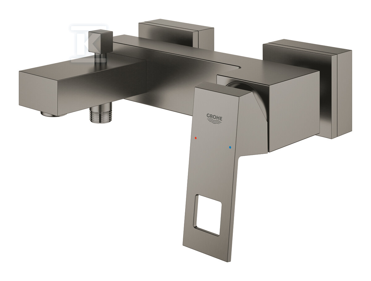 Bateria wannowa Grohe EuroCube jednouchwytowa, brushed hard graphite, montaż ścienny natynkowy, głowica Ceramiczna 46 mm, regulowany ogranicznik strumienia 23140AL0 - obrazek 1
