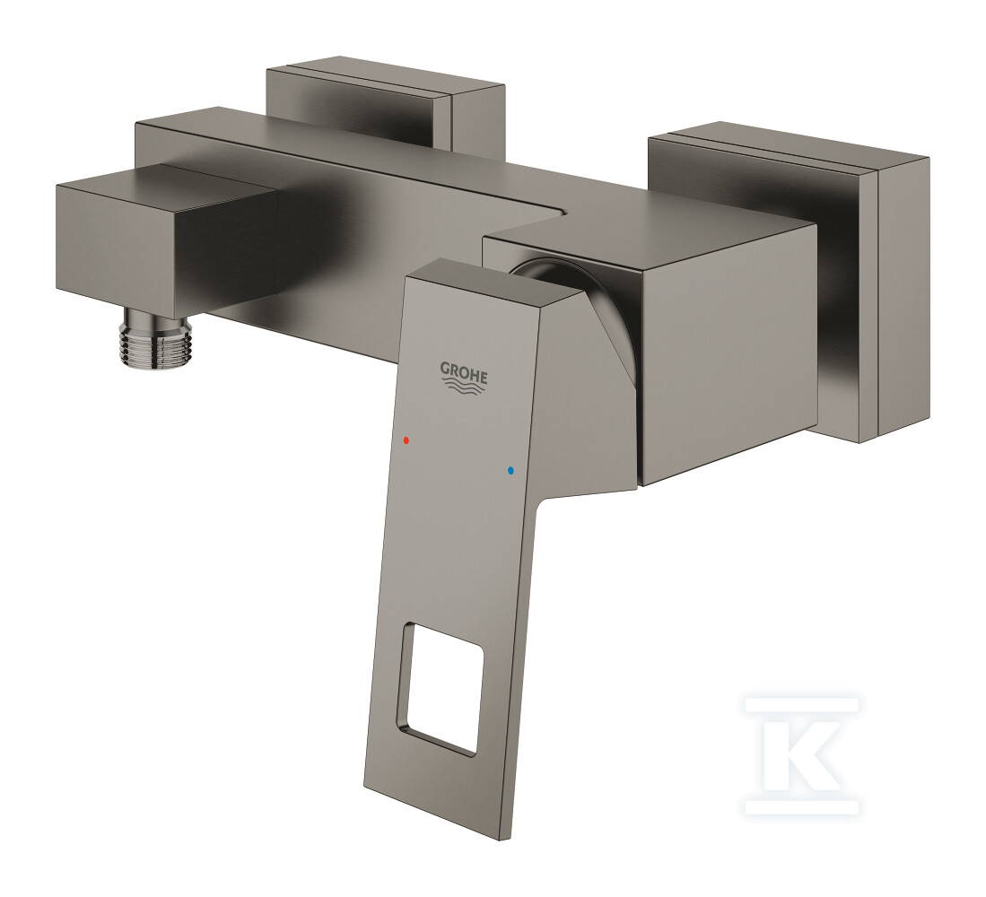 Bateria prysznicowa Grohe EuroCube jednouchwytowa, brushed hard graphite, montaż ścienny natynkowy, głowica Ceramiczna 46 mm, regulowany ogranicznik przepływu 23145AL0 - obrazek 1
