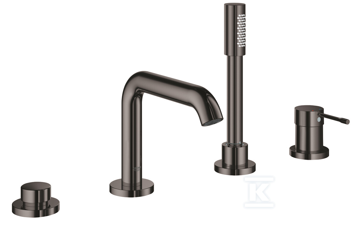 Bateria wannowa Grohe Essence 4-otworowa, jednouchwytowa, hard graphite, montaż na brzegu wanny, głowica Ceramiczna 35 mm, metalowa dźwignia, ogranicznik temperatury 19578A01 - obrazek 1