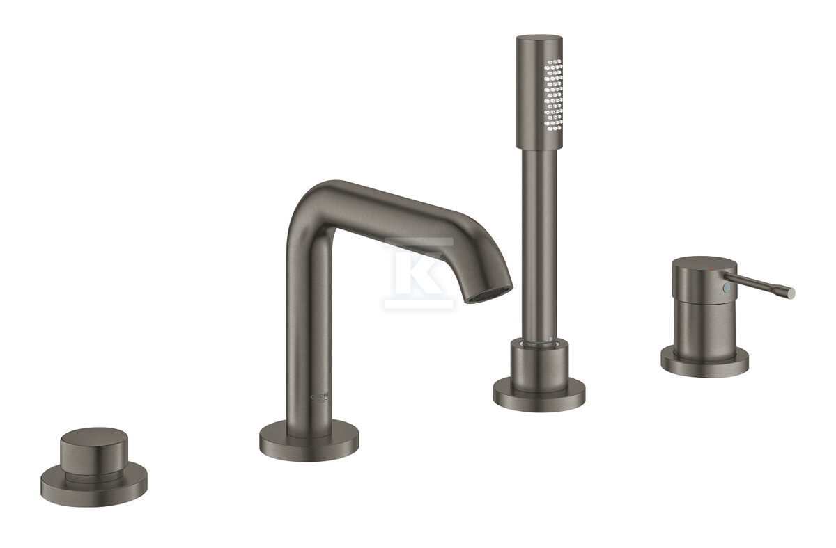Bateria wannowa Grohe Essence 4-otworowa, jednouchwytowa, brushed hard graphite, montaż na brzegu wanny, głowica Ceramiczna 35 mm, metalowa dźwignia, ogranicznik temperatury 19578AL1 - obrazek 1