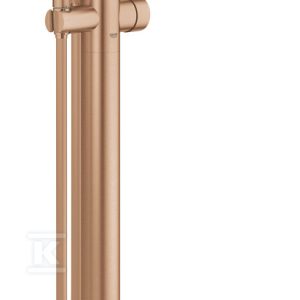 Bateria wannowa Grohe Essence wolnostojąca, jednouchwytowa, brushed warm sunset, montaż podłogowy, głowica Ceramiczna 35 mm, ogranicznik temperatury, z zestawem punktowym, wylewka 277 mm 23491DL1