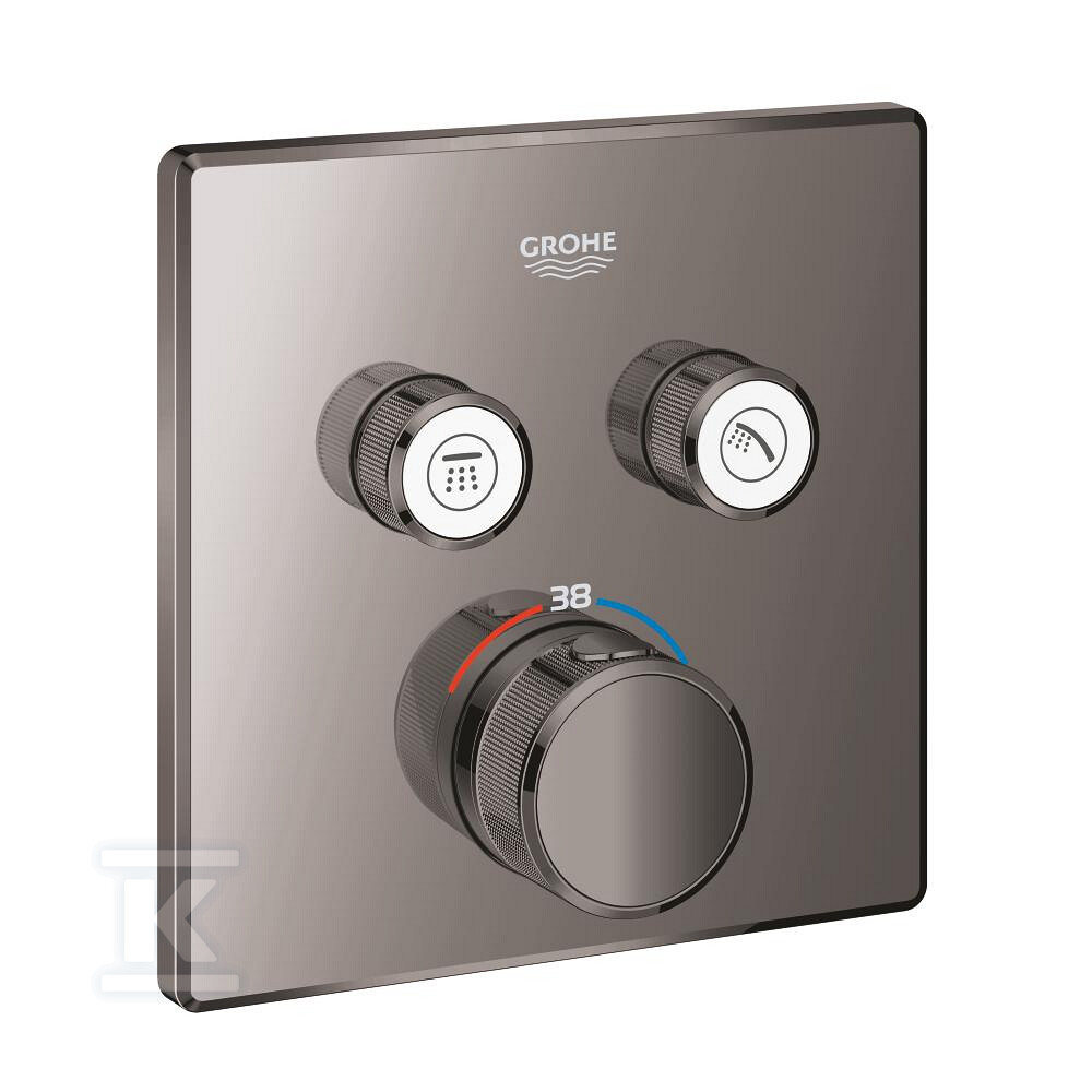 Bateria termostatyczna Grohtherm SmartControl do obsługi dwóch wyjść wody, hard graphite, blokada bezpieczeństwa, metalowa, kwadratowa rozeta, przełącznik SmartControl, montaż ścienny podtynkowy 29124A00 - obrazek 1