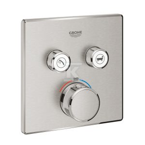 Bateria termostatyczna Grohtherm SmartControl do obsługi dwóch wyjść wody, stal nierdzewna, blokada bezpieczeństwa, metalowa, kwadratowa rozeta, przełącznik SmartControl, montaż ścienny podtynkowy 29124DC0