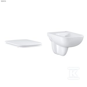 Miska WC wisząca GROHE BauEdge Ceramic – bez kołnierza oraz Deska sedesowa GROHE Bau Edge – wolnoopadająca, z pokrywą, Duroplast DLW278 Miska WC wisząca GROHE BauEdge Ceramic – bez kołnierza oraz Deska sedesowa GROHE Bau Edge – wolnoopadająca, z pokrywą, Duroplast DLW278