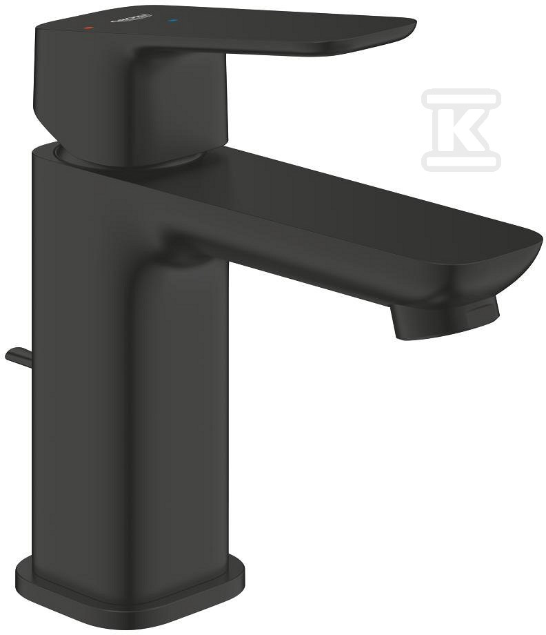 Bateria umywalkowa CUBEO Rozmiar S głowica oszczędnościowa ogranicznik przepływu 5 l/min.zestaw odpływowy z drążkiem czarna mat 1017302430 - obrazek 1