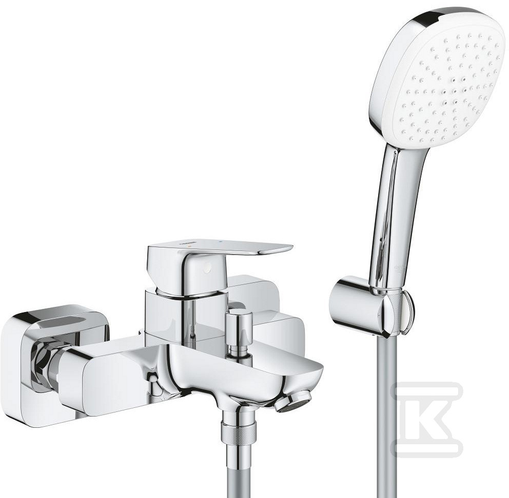 Bateria wannowa CUBEO jednouchwytowa chrom z zestawem prysznicowym 1018140000 - obrazek 1