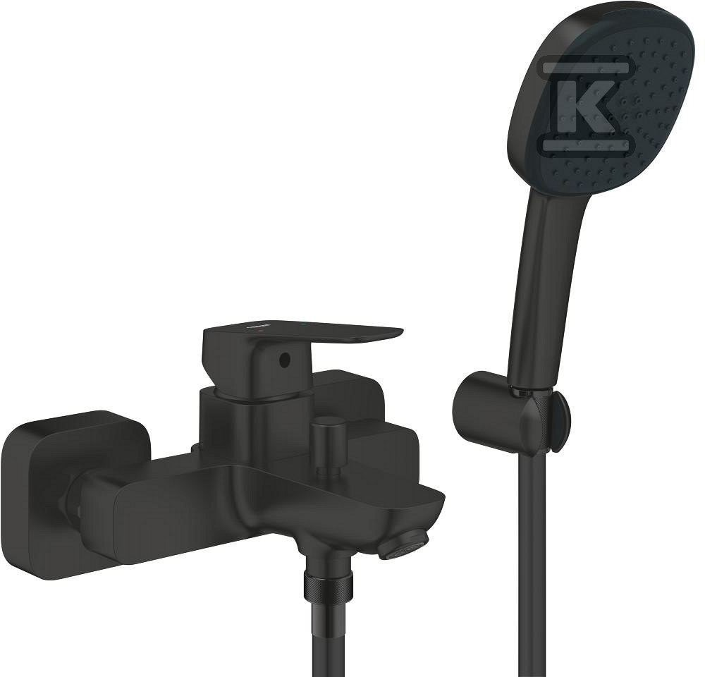 Bateria wannowa CUBEO Jednouchwytowa z zestawem prysznicowym czarna mat 1018142430 - obrazek 1