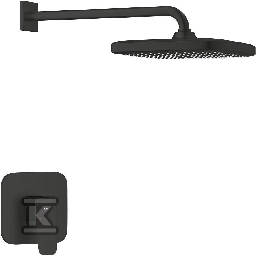 Zestaw prysznicowy CUBEO podtynkowy z deszczownicą Tempesta 250 ogranicznik przepływu 9 5 l/min.ramie prysznica 380 mm czarny mat 1053342430 - obrazek 1