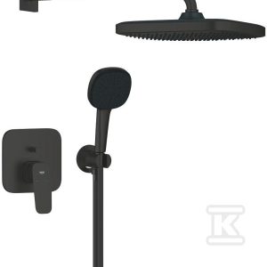 Zestaw prysznicowy CUBEO podtynkowy z deszczownicą Tempesta 250 ogranicznik przepływu 9 5 l/min.ramie prysznica 380 mm słuchawka 3 strumienie czarny mat 1053362430