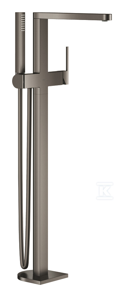 Bateria wannowa Grohe Plus wolnostojąca, jednouchwytowa, brushed hard graphite, montaż podłogowy, głowica Ceramiczna 35 mm, ogranicznik temperatury, z zestawem punktowym, wylewka 282 mm 23846AL3 - obrazek 1
