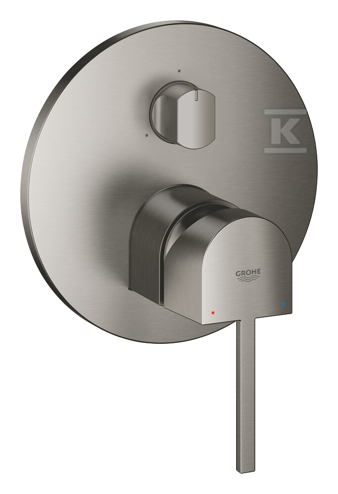 Bateria Grohe Plus jednouchwytowa do obsługi trzech wyjść wody, brushed hard graphite, montaż ścienny podtynkowy, głowica Ceramiczna 46 mm, metalowa rozeta, metalowa dźwignia 24093AL3 - obrazek 1