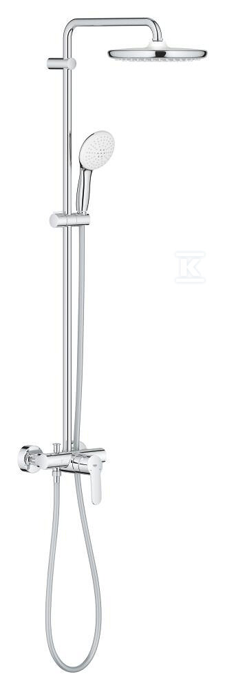 System prysznicowy Tempesta System 250 z jednouchwytową baterią ścienną, chrom, ceramiczna głowica 46 mm, w zestawie: deszczownica jednostrumieniowa, ramię prysznica 390 mm słuchawka prysznicowa 2 strumienie, bateria prysznicowa, regulowany uchwyt prysznica, wąż prysznicowy 1750 mm 26673001 - obrazek 1