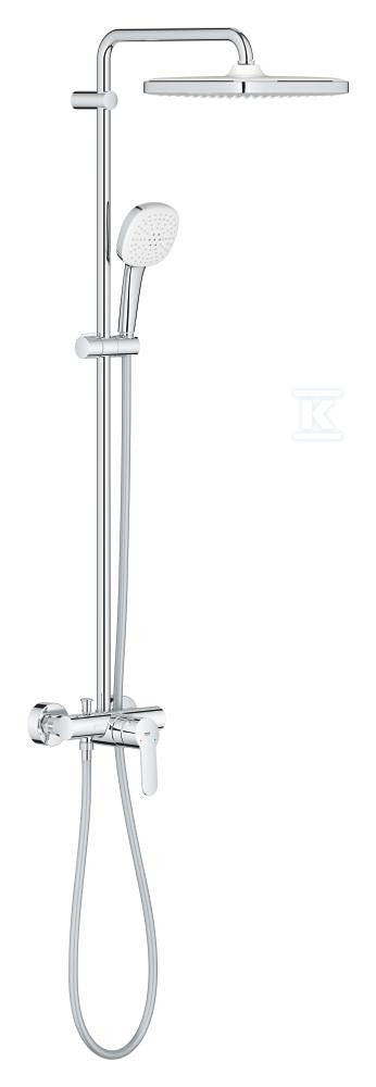 System prysznicowy Tempesta System 250 Cube z jednouchwytową baterią ścienną, chrom, ceramiczna głowica 46 mm, w zestawie: deszczownica jednostrumieniowa, ramię prysznica 390 mm słuchawka prysznicowa 2 strumienie, bateria prysznicowa, regulowany uchwyt prysznica, wąż prysznicowy 1750 mm 26692001 - obrazek 1