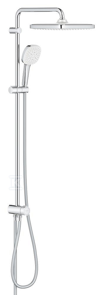 System prysznicowy Tempesta System 250 Cube z przełącznikiem, chrom, w zestawie: deszczownica jednostrumieniowa, ramię prysznica 390 mm słuchawka prysznicowa 3 strumienie, przełącznik wyjść wody, wąż przyłączeniowy 500 mm, wąż prysznicowy 1500 mm, regulowany uchwyt prysznica 26694001 - obrazek 1