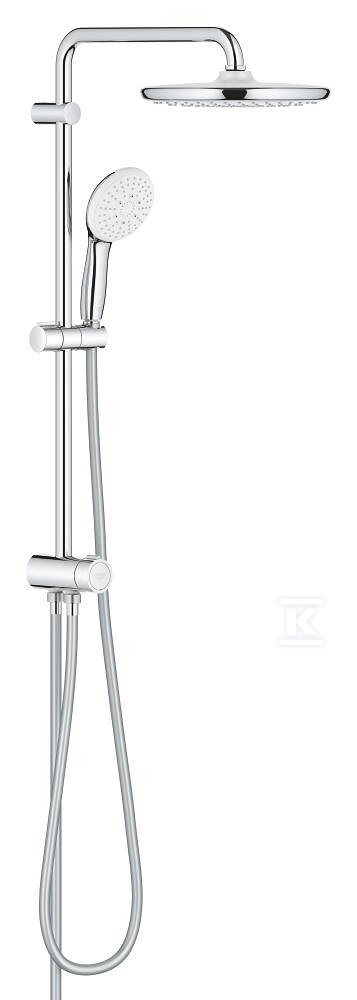 System prysznicowy Tempesta System 250 z przełącznikiem, chrom, ogranicznik przepływu 8,7 l/min, w zestawie: deszczownica 2 strumienie, ramię prysznica 390 mm słuchawka prysznicowa 3 strumienie, przełącznik wyjść wody, wąż przyłączeniowy 1250 mm, wąż prysznicowy 1500 mm, regulowany uchwyt prysznica 26980001 - obrazek 1