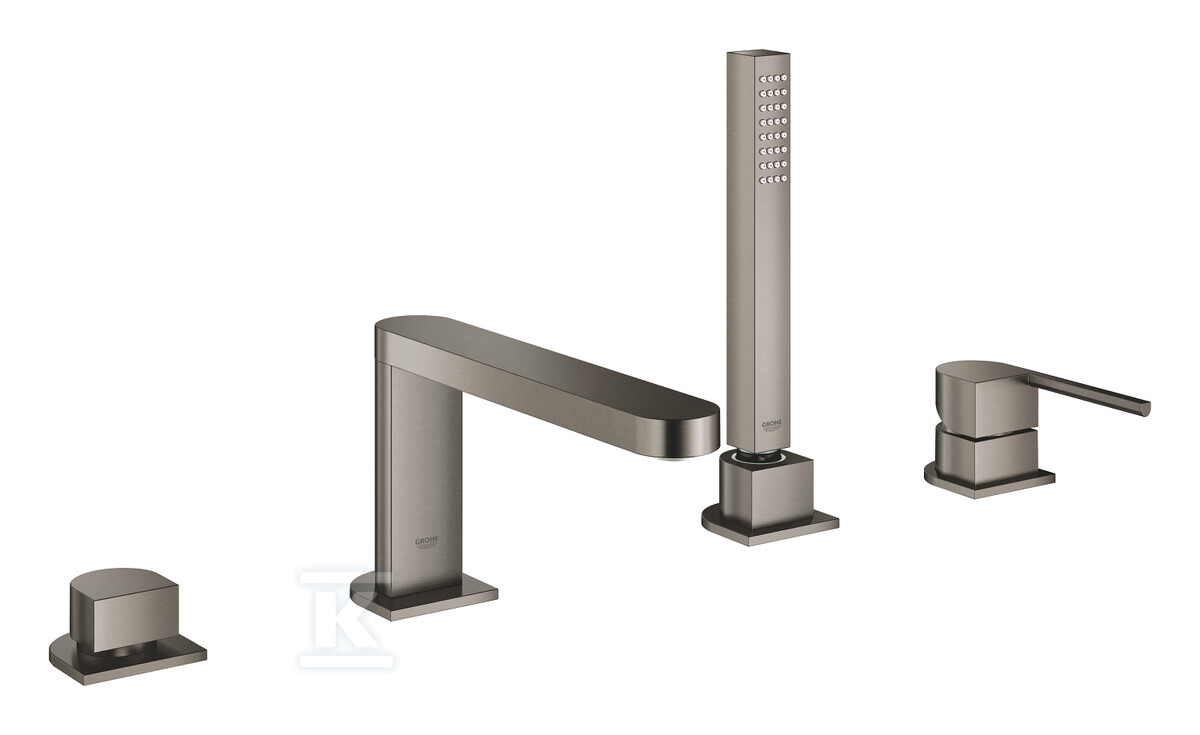 Bateria wannowa Grohe Plus 4-otworowa, jednouchwytowa, brushed hard graphite, montaż na brzegu wanny, głowica Ceramiczna 35 mm, przepływ w słuchawce - 6,6 l/min., metalowa dźwignia 29307AL3 - obrazek 1