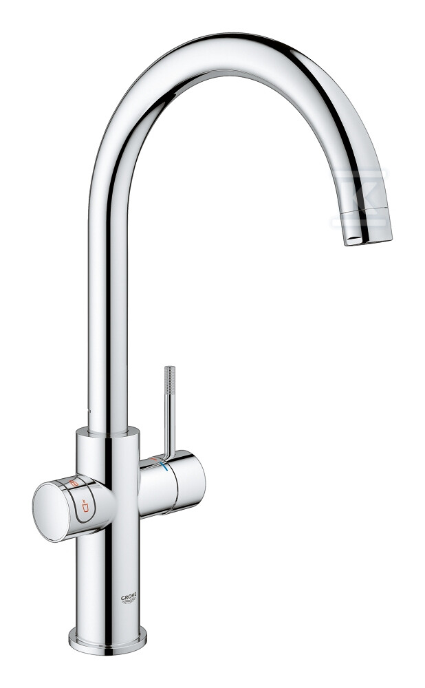 System gotujący wodę Grohe Red Duo kuchenny, chrom, bateria i bojler 4 l, dostęp do wody zwykłej i wrzątku, głowica Ceramiczna 28 mm, blokada bezpieczeństwa, kąt obrotu wylewki typu C 150° filtr w zestawie 30083001 - obrazek 1