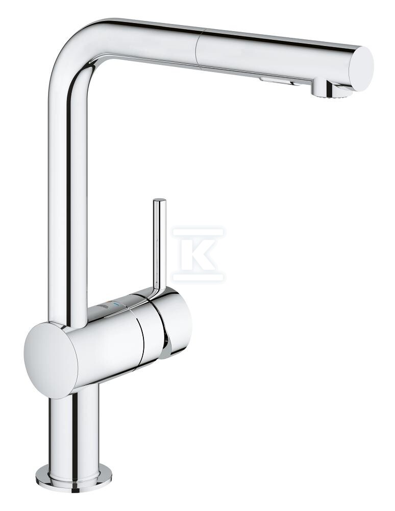 Bateria zlewozmywakowa Minta jednouchwytowa, chrom, kąt obrotu wylewki 360° głowica Ceramiczna 46 mm, wyciągana wylewka z przełącznikiem strumienia, metalowa główka prysznica 30274000 - obrazek 1