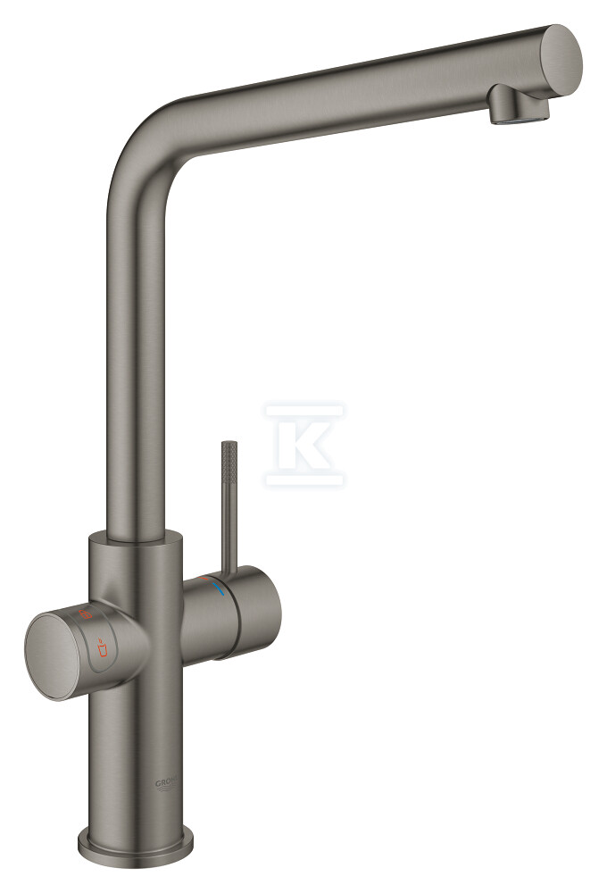 System gotujący wodę GROHE Red Duo kuchenny, brushed hard graphite, kąt obrotu wylewki typu L 150°, brojler w rozmiarze M (pojemność 4 l), dostęp do wody zwykłej i wrzątku, blokada bezpieczeństwa, głowica ceramiczna 28 mm 30327AL1 - obrazek 1