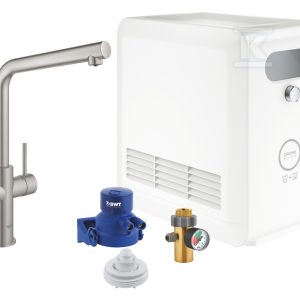 Zestaw Grohe Blue Professional z wylewką w kształcie L, stal nierdzewna, bateria i chłodziarka, dostęp do wody zwykłej i filtrowanej / gazowanej, kąt obrotu wylewki 150° moduł Buetooth, głowica Ceramiczna 28 mm, większa wydajność – do 12 l schłodzonej wody na godzinę 31347DC3 Zestaw Grohe Blue Professional z wylewką w kształcie L, stal nierdzewna, bateria i chłodziarka, dostęp do wody zwykłej i filtrowanej / gazowanej, kąt obrotu wylewki 150° moduł Buetooth, głowica Ceramiczna 28 mm, większa wydajność – do 12 l schłodzonej wody na godzinę 31347DC3