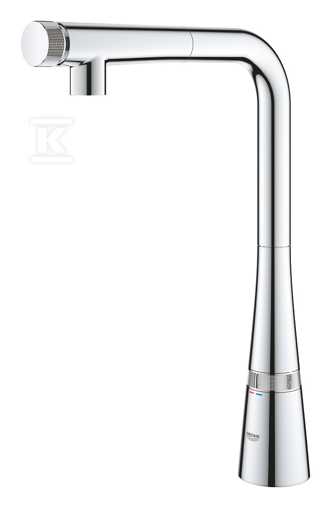 Bateria zlewozmywakowa Zedra SmartControl z Funkcją SmartControl, chrom, osobne kanały wodne, kąt obrotu wylewki 140°, wyciągana wylewka, pierścień na korpusie do regulacji temperatury i ciśnienia 31593002 - obrazek 1