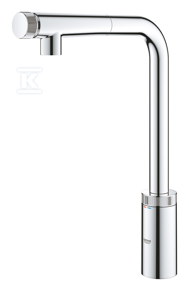 Bateria zlewozmywakowa Minta SmartControl z Funkcją SmartControl, chrom, osobne kanały wodne, kąt obrotu wylewki 140°, wyciągana wylewka, pierścień na korpusie do regulacji temperatury i ciśnienia 31613000 - obrazek 1