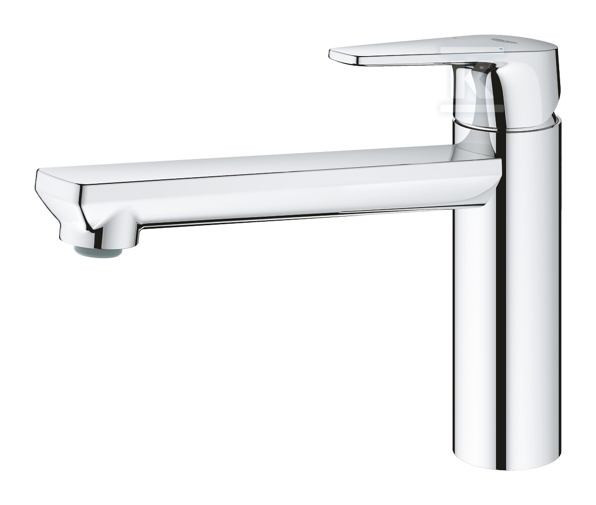 Bateria zlewozmywakowa BauEdge jednouchwytowa, chrom, kąt obrotu wylewki 140°, osobne kanały wodne, głowica Ceramiczna 35 mm 31693000 - obrazek 1