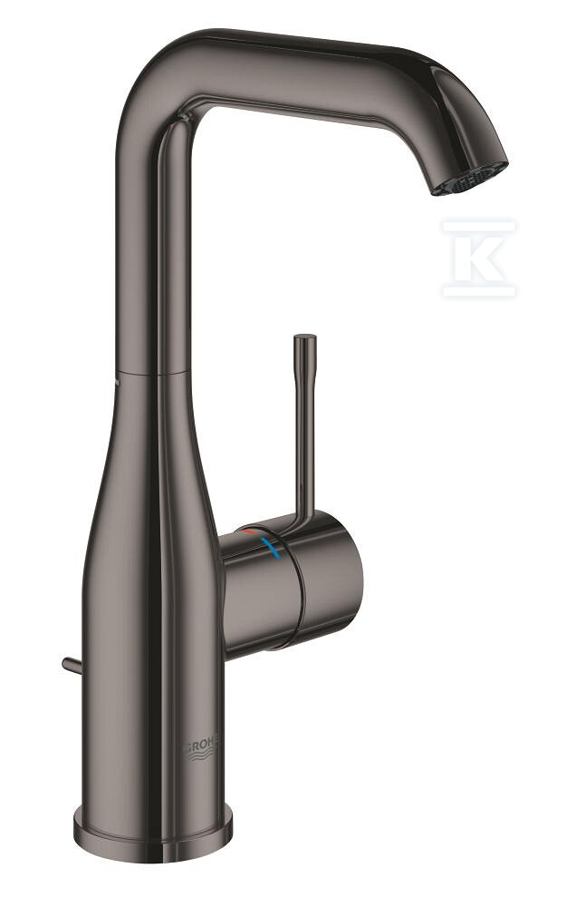 Bateria umywalkowa Grohe Essence jednouchwytowa, rozmiar L, hard graphite, ogranicznik przepływu 5,7 l/min., głowica Ceramiczna 28 mm, zestaw odpływowy z drążkiem 32628A01 - obrazek 1