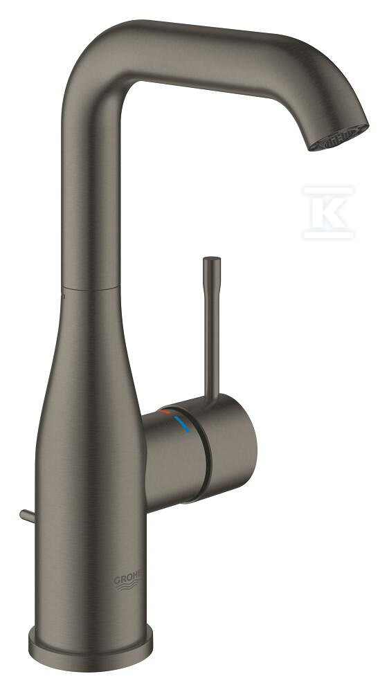 Bateria umywalkowa Grohe Essence jednouchwytowa, rozmiar L, brushed hard graphite, ogranicznik przepływu 5,7 l/min., głowica Ceramiczna 28 mm, zestaw odpływowy z drążkiem 32628AL1 - obrazek 1